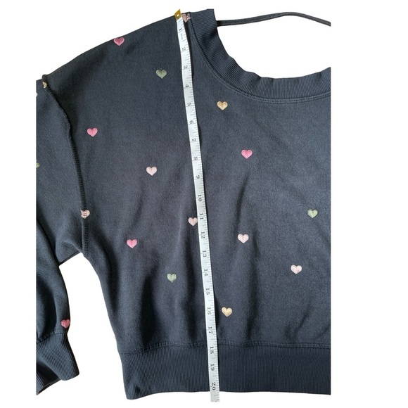 Vintage Havana Black Embroidered Heart Open Back Sweatshirt - Small - Picture 7 of 15